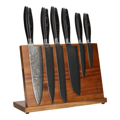 Image of Damask Pakka Wood 6 piece Knife Set + Magnetic Block