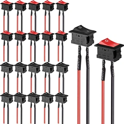 Image of RUNCCI YUN 20Pcs Mini Rocker Switch, Switch 2 pin, 6A / 250V 10A 125V ON/Off Boot Wired Toggle for Car, Boat, Home Appliances