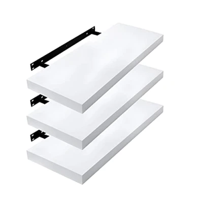 Image of EUGAD 0049QJ 3 Wall Shelves Set of Wooden Board Modern White 60 x 22.9 3.8 cm