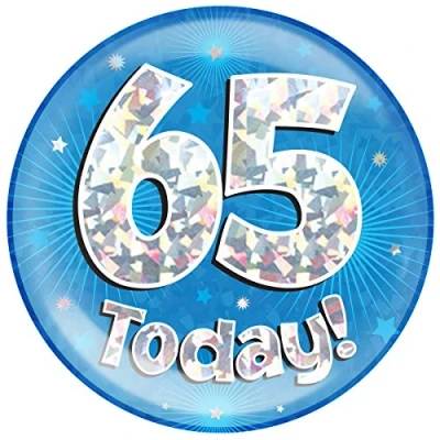 Image of OAKTREE UK 633568 6&quot; Jumbo Badge 65 Today Blue Holographic Cracked Ice