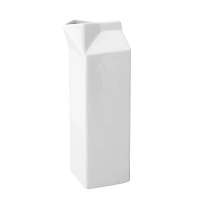 Image of Utopia Ceramic Milk Carton 35oz / 1 Litre Set of 6 Novelty Hot Beverage Service White Jug