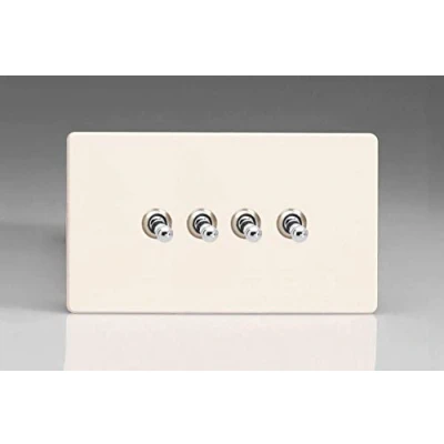 Image of Varilight Primed Ready to Paint Flat Plate Screwless 4 Gang 10 Amp Toggle Switch