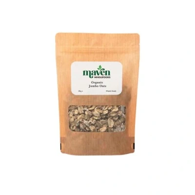 Image of Maven wholefoods Organic Jumbo Oats 3kg Raw GMO Free High Fibre &amp; Protein Certified Suitable for Vegetarian Vegan Packed Fresh in Resealable Bags (3kg)