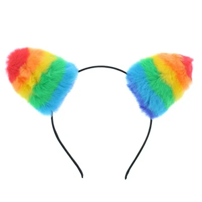 Image of Zac&#039;s Alter Ego Rainbow Faux Fur Animal Ears Headband