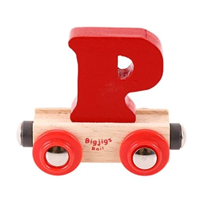 Image of Bigjigs Rail Wooden Name Letter P (Dark Red) Personalised Wood Railway Carriage