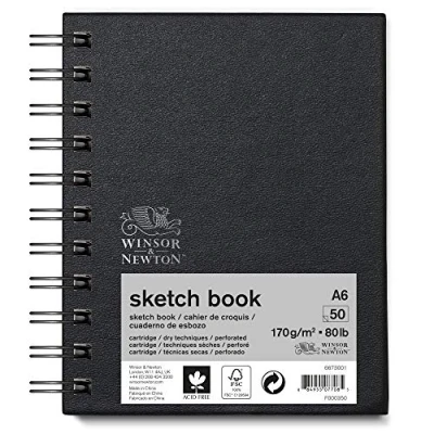 Image of Winsor &amp; Newton 6673001 Spiral Sketchbook, 50 Sheet, 170gsm, A6 Size, Natural White