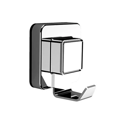 Image of Showerdrape Pushloc Wall Mounted Double Edge Suction Robe Hook, Chrome, No Drilling, Easy Installation