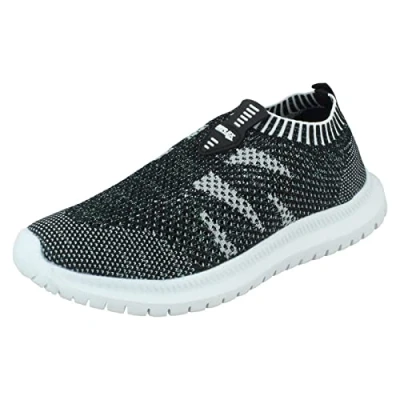 Image of Ladies Reflex Casual Trainers F7202 Black/White Textile UK Size 7 EU 40 US 9