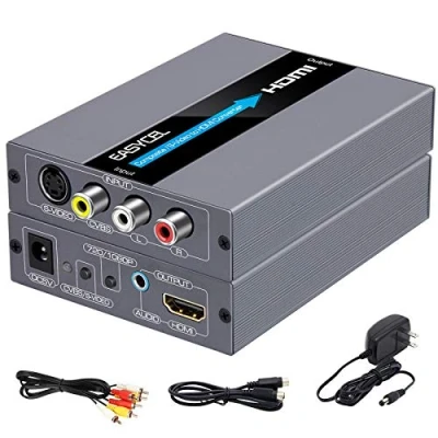 Image of EASYCEL RCA Svideo to HDMI Converter, Composite CVBS AV video RCA/S + R/L Audio Input Output Upscale Converter(Aluminum)
