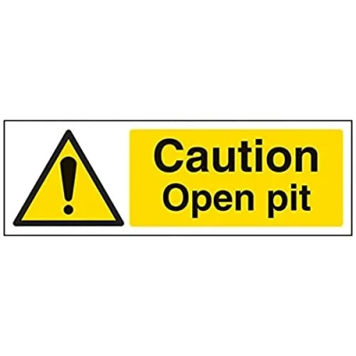 Image of V Safety Caution, Open Pit Warning Sign 300mm x 100mm Self Adhesive Vinyl
