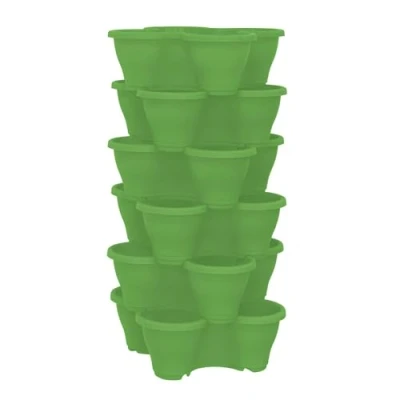 Image of simpa 6PC Quad Pot Stackable Indoor &amp; Outdoor Planters Sage