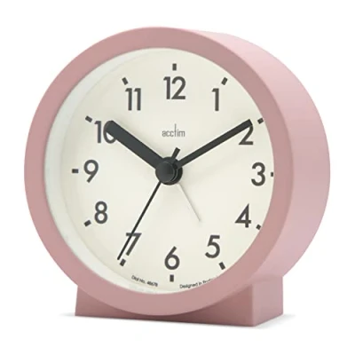 Image of Acctim Gaby Small Analogue Contemporary Beside Alarm Clock Dusty Rose
