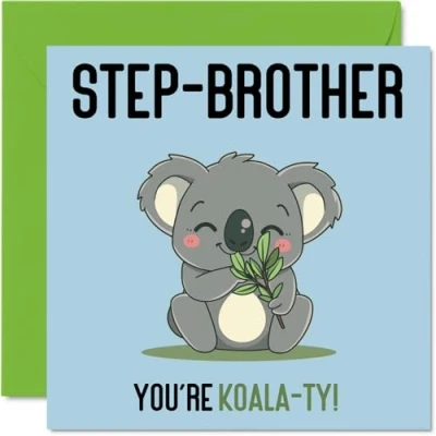 Image of Birthday Cards for Step Brother Koala Ty Funny Happy Card from Sister, Sibling Gifts, 145mm x Joke Greeting Men Him