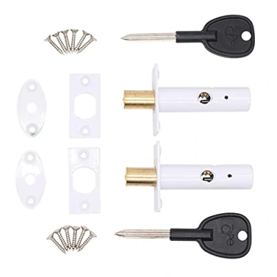 Image of Door Mortice Rack Bolts White Pack of 2 + Star Keys