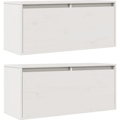 Image of vidaXL Wall Cabinets 2 pcs White 80x30x35 cm Solid Wood Pine