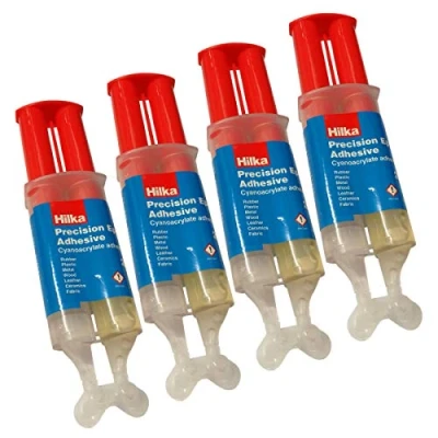 Image of (Pack of 4) Hilka 2 Part Epoxy Resin Syringe Precision Hard Setting Adhesive Glue