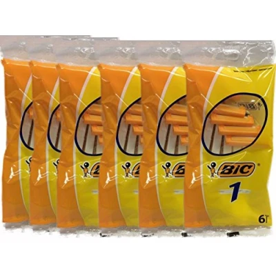 Image of Bic Disposable Razor Shavers Normal Single Blade 6 Count (Pack of 12)