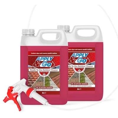 Image of Apply &amp; Go Mould, Mildew, Lichen, Algae Remover Ready to Use Outdoor Cleaning Treatment Decking, Driveways, Rooftops, Path and Patio Cleaner (Up 120m2 coverage) 10 Litre