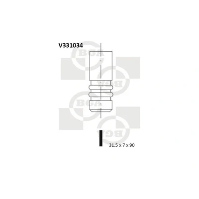 Image of 038109611B, 038109611F, 38109611B, 38109611F Exhaust Valve BGA V331034 31,5mm VOLKSWAGEN: Transporter 5, Polo IV Hatchback, Lupo / 3L
