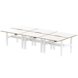 Image of Air B2B Oslo 1200x800 Adjustable 6P Bench Desk Wood Edge White/White