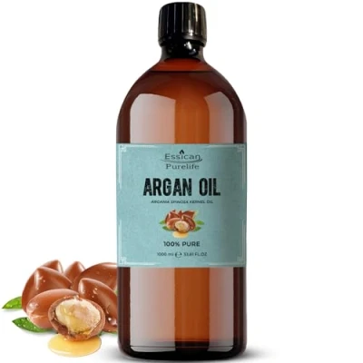 Image of Argan Oil 1000ml Moroccan for Skin, Hair &amp; Nails, Skin Face 100% Pure Oil, Body Massage Moisturiser, Cold Pressed