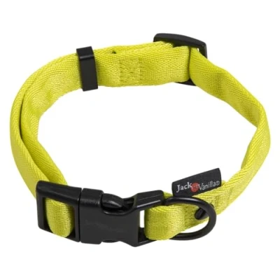 Image of JACK AND VANILLA, Comfort Tube Nylon Dog Collar, Yellow, Size 25 mm x 39 65 cm