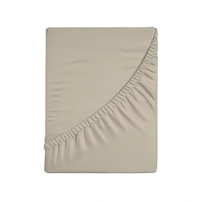 Image of Fitted Bottom Sheet for Double Bed, Plain Dyed Sheet, 4 Sides, 100% Cotton Jersey, 170/180 x 190/200 cm, Taupe