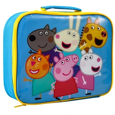 Image of Zawadi Global Peppa Pig Rectangular Insulated Lunch Box Bag for Boys and Girls, Perfect Size Packing Hot or Cold Snacks School Travel, BPA Free