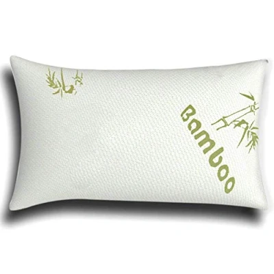 Image of White Bamboo Shredded Memory Foam Pillows Cool Comfort and Firm Neck Support Orthopaedic Hypoallergenic Bed Pillow (Pack of 1)