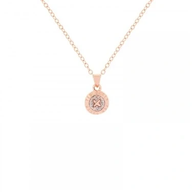 Image of Ted Baker Elvina Enamel Mini Button Pendant Necklace For Women (Rose Gold/Silver Glitter)
