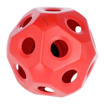 Image of Doblit Hay Ball Feeder Treat Play Fun Calf Cow Horse Foal Equine 40 60mm Feed Openings Multiple Colour Available (RED)