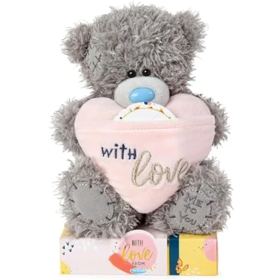 Image of Me to You Tatty Teddy Bear With Personalisable Sticker Official Collection, Gray, Medium