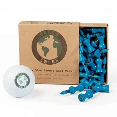 Image of Green Swing Bamboo Golf Tees 38mm Strong Sustainable Biodegradable 30pcs (Full Colour Edition)