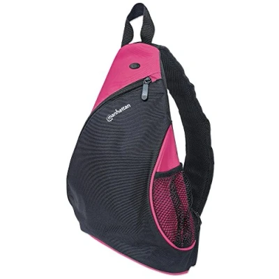 Image of Manhattan Dashpack Notebook Backpack for Tablets and Laptops up to 12 Inches Black/Pink with Shoulder Strap