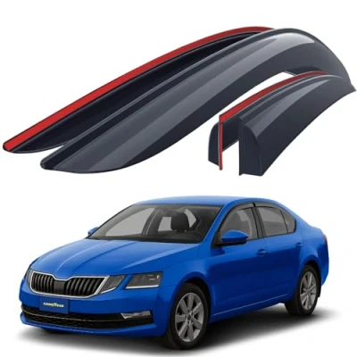 Image of Goodyear wind deflector for/compatible with Skoda Octavia III 2012 2019 door rain deflectors,car accessories, car deflectors, tape on