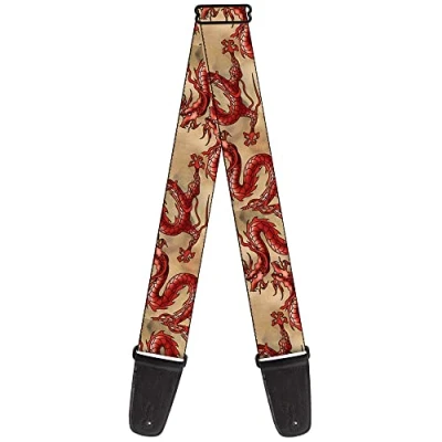Image of Buckle Down Guitar Strap, Dragons Tan, 2 Inches Wide