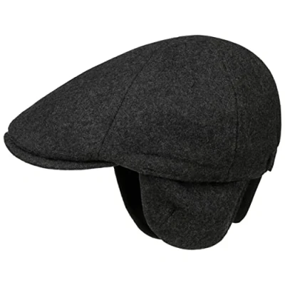 Image of Lipodo Thinsulate Flat Cap with Ear Flaps Men Wool Ivy hat Peak, Flaps, Winter Autumn S (55 56 cm) Anthracite