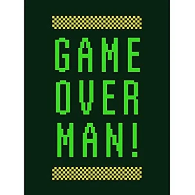Image of Artery8 Video Game Quote Over Man Retro Pixels Unframed Wall Art Print Poster Home Decor Premium