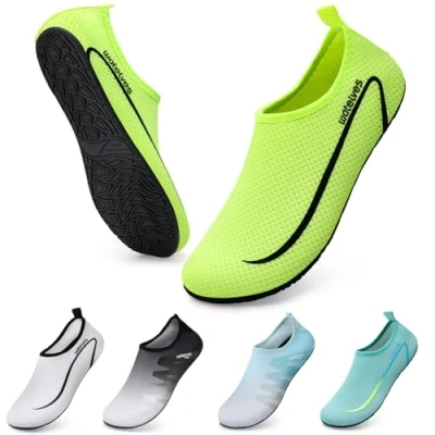 Image of Swim Water Shoes Aqua Socks Barefoot for Sea Beach Swimming Pool Ladies Women Mens Light Green 4.5/5.5 UK
