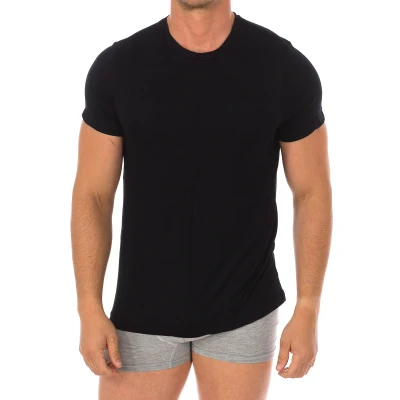 Image of Bamboo Short Sleeve Crew Neck Undershirt 602 Man, Black/White, XL