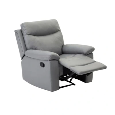 Image of Home Detail Recliner Armchair Grey PU Faux Leather Chair High Back Sofa Lounger