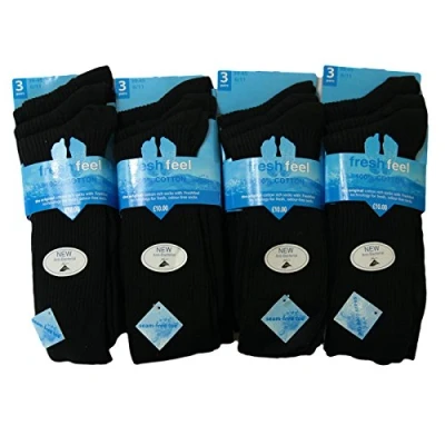 Image of Mens 100% Cotton Socks Regular Size 6 11 Pack of (Black)