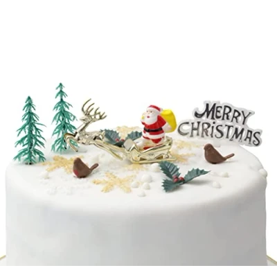 Image of Evelay Cake Toppers Merry Christmas Decoration6 10PiecesCupcake ToppersMulti Purpose Decoration (9pc Set)