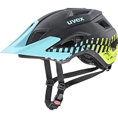 Image of uvex Access Lightweight Mountain Bike Helmet for Men &amp; Women Individual Fit Optimized Ventilation Black Aqua Lime Matt 57 62 cm