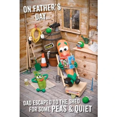 Image of Violent Veg Funny Father&#039;s Day Card For Dad &#039;Peas And Quiet Joke Greetings 6 x 9 inches