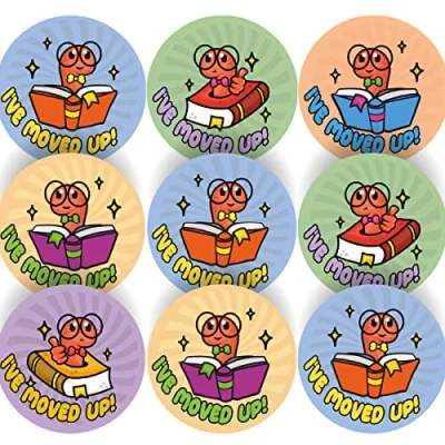 Image of 144 I&#039;ve Moved Up Reading Progress 30 mm Reward Stickers for School Teachers, Parents, Nursery