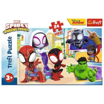 Image of Trefl Marvel Spidey &amp; his Amazing Friends 24 Piece Jigsaw Puzzles For Kids Easy Hold Large Maxi Puzzle Pieces Children Ages 3+