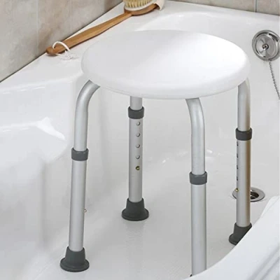 Image of Nes Home Round Non Slip Shower &amp; Bath Stool Light Weight Adjustable Feet
