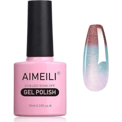 Image of AIMEILI Chameleon Gel Nail Polish, Thermal Polish Shimmer Color Changing Soak Off UV/LED for Art Salon DIY Home, Easy to Apply 10ml 004