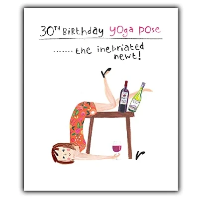 Image of 30th Birthday Card For Her, Funny Age 30 Happy Card, Yoga, Women, Female Cards